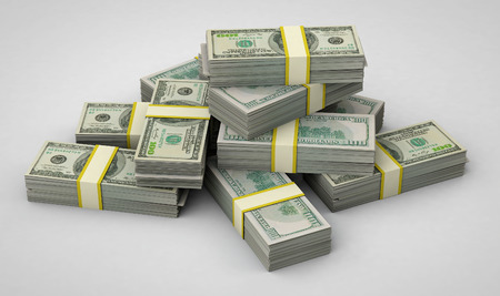 a bunch of dollars. 3d render