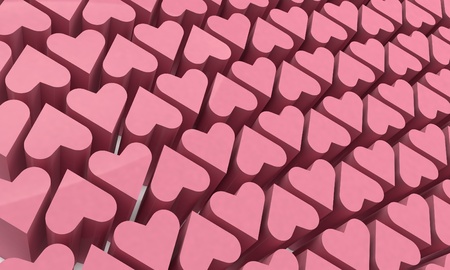 Background of hearts. 3D renderingの写真素材