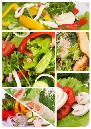 Collage of different saladsの写真素材