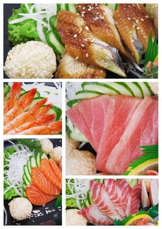 sashimi shrimp, eel, tuna, salmonの写真素材