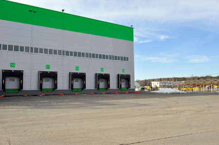 warehouse with gates for loading goodsの写真素材