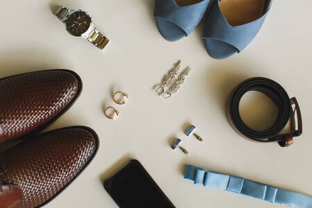 Men accessories. Accessories for the groom on the wedding day.の写真素材