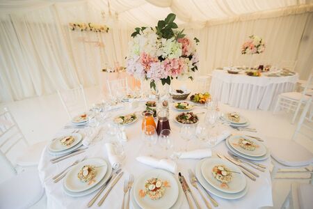Beautiful Banquet hall under a tent for a wedding reception