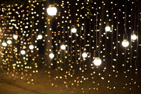 Lights and lanterns in the night. Bokeh