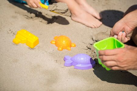 childrens toys on the beach. Mauritius islandの写真素材