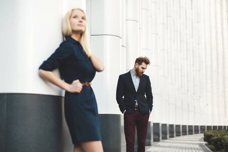 Love Story. The girl waits for the guy on a dateの写真素材