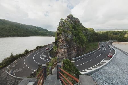 U-Turn of the beach road, Mauritius. Bel Ombre.の写真素材