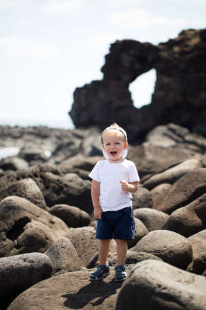 Portrait of a little boy on the island.の写真素材