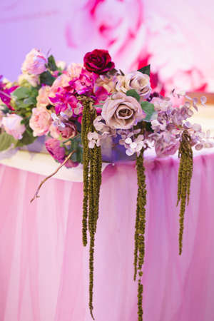 Floral decorations for holidays and wedding dinner.の写真素材