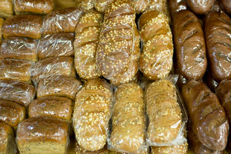 fresh baked loaves of bread close up.