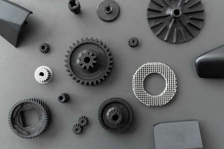 3d printed objects on the table in the laboratory.の写真素材
