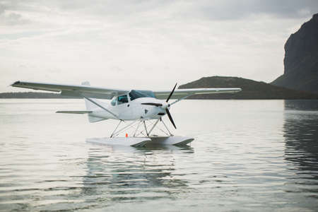 Seaplane in the Indian Ocean on the island of Mauritiusの写真素材