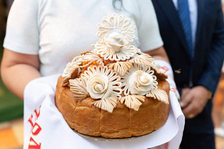 Wedding round loaf at the wedding.の写真素材