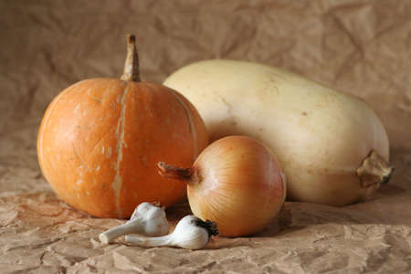garlics, pampkin, marrow and onion