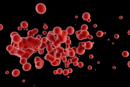 super macro scene with blood red corpuscles 