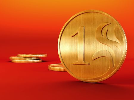 3d rendering of the golden coinsの写真素材