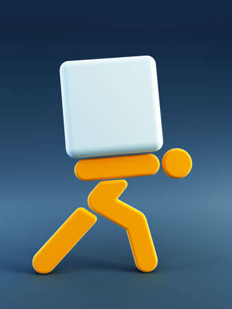 3d rendering the symbolic man  with the loadの写真素材