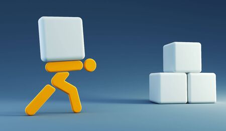 3d rendering the symbolic man with the loadの写真素材