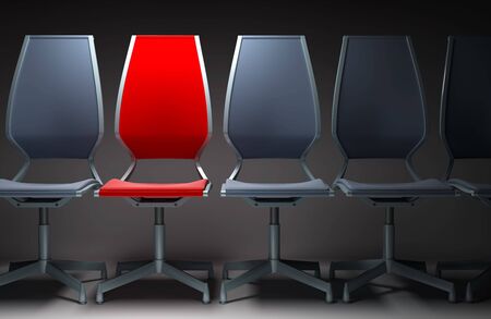 colour group office chairs 3D rendering on white backgroundの写真素材