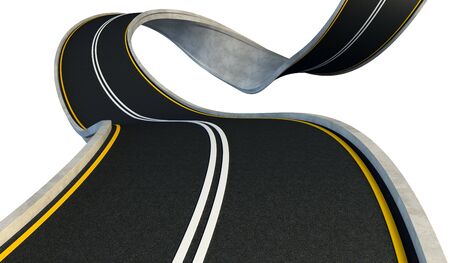 bent highway isolated on whiteの写真素材