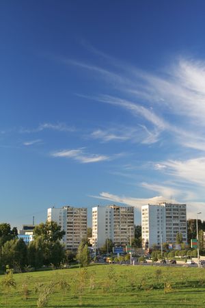 city landscape with buildings on sky background