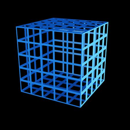 faceted blue 3d cubeの写真素材