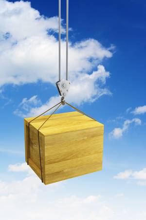 hook holding wooden container, isolated 3d renderの写真素材