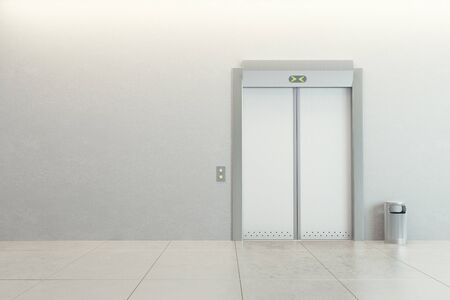 modern elevator with closed doors