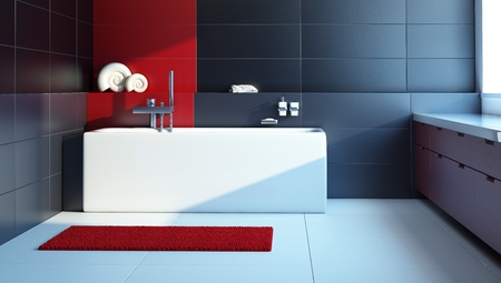 Modern interior design of a bathroom, 3d renderの写真素材