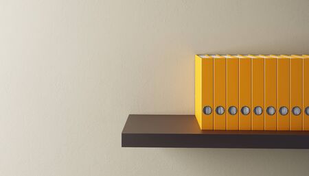 row of folders on bookshelf, 3d renderの写真素材