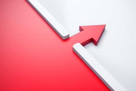 infiltration of a red arrow outside, 3d renderの写真素材