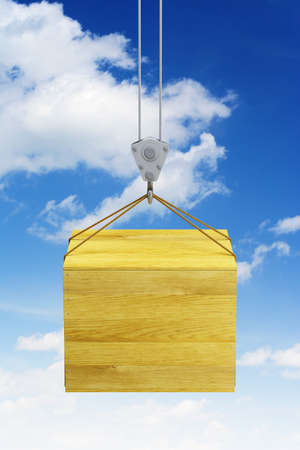 hook holding wooden container, isolated 3d renderの写真素材