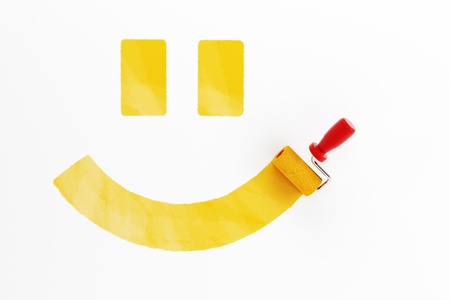 painted smile on the wall, 3d render