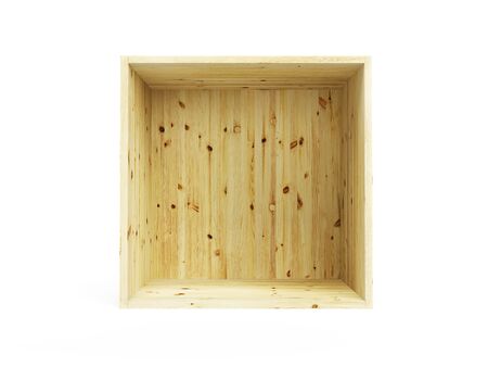 empty pine box isolated 3d renderの写真素材
