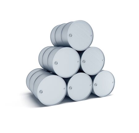 silver oil barrels 3d renderの写真素材