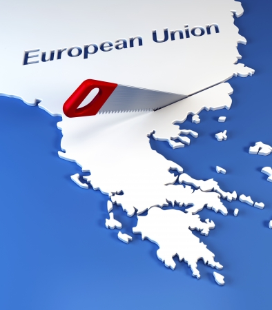 Greece secession from European Union, 3d renderingの写真素材