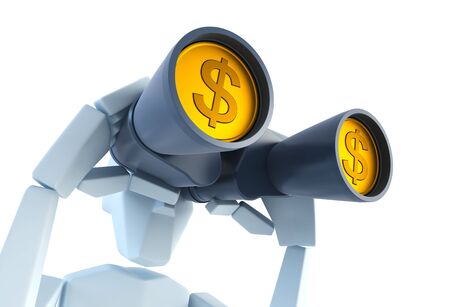 businessman looking for a dollar profit. 3d renderの写真素材