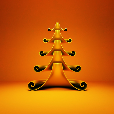 Modern symbolic Christmas tree, 3d renderの写真素材