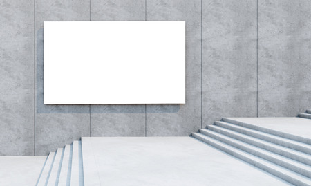 blank white billboard on the concrete wallの写真素材