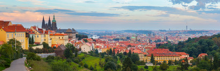panoramic view of Prague with Prague Castleのeditorial素材