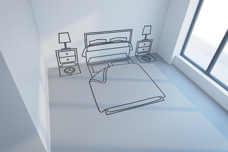 bedroom planning design, 3d renderingの写真素材
