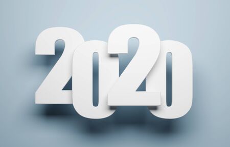 2020 Happy new year creative design background or greeting card. 3d rendering
