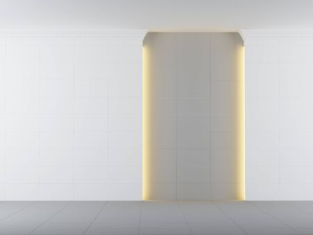 empty white room with lighting, 3d renderingの写真素材