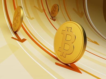 growth of bitcoin currency, 3d renderingの写真素材