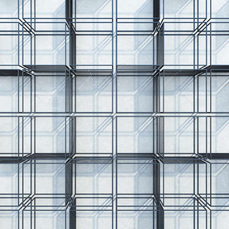 metal rack construction into the loft interior, 3d rendering