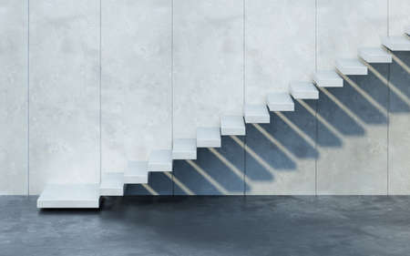modern staircase in concrete interior, 3d renderingの写真素材