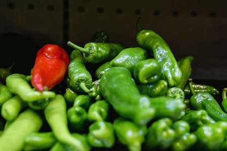 Peppers on the market stall