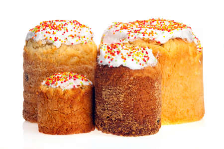 Easter cakes isolated over whiteの写真素材