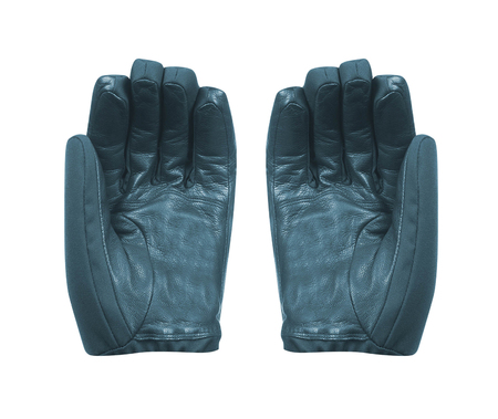 A pair of blue warm glovesの写真素材