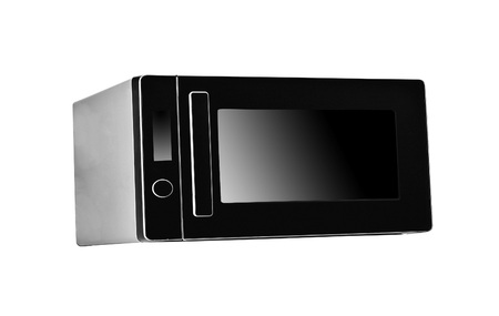 Black Microwave isolated on white backgroundの写真素材